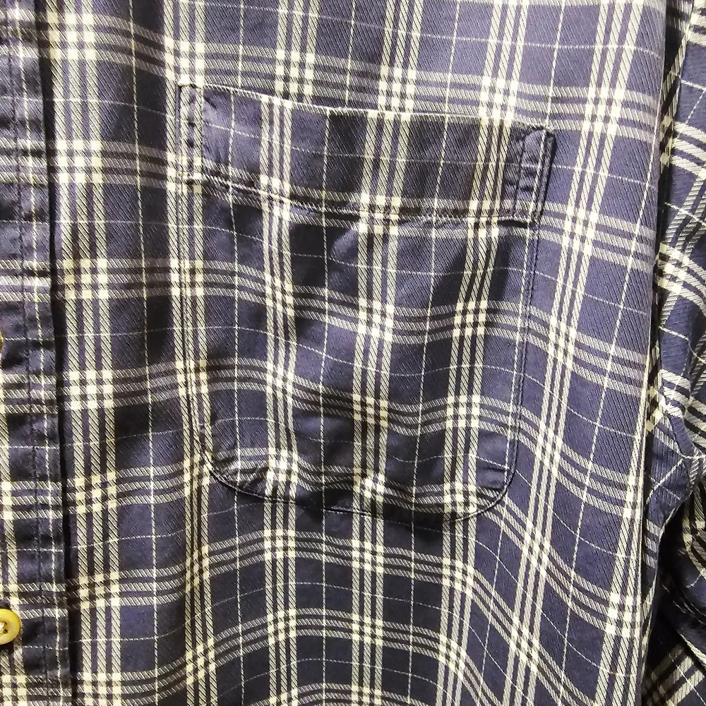 Burberry London Navy Blue Plaid Check Button Down Shirt XXL - Picture 5 of 7
